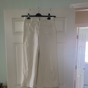 Women’s Wide Leg Flare Jeans in Cream